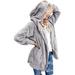 Women's Hooded Placket Jacket With Pocket Apricot Plus Size 2XL Winter Warm Women Hooded Jacket