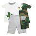 Carter's Little Boys Toddler 4 Piece Dino Snug Fit Cotton Pjs Pajamas Sleepwear Set White Green Size 5T