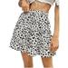 Lumento Holiday Mini Dress For Womens Polka Dot Floral High Waist Ruffle Skirt Boho Beach Casual Cute Pleated Flared Mini Skater Skirt