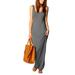 Niuer Casual Crew Neck Maxi Dress For Women Summer Sleeveless Bodycon Solid Color Sundress Party Club Slim Tank Dress