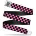 BD Wings Logo Brushed CLOSE-UP Black Silver Seatbelt Belt - Checker Black Seatbelt Belt Standard