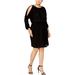 Rachel Rachel Roy Womens Plus Ruched Cold Shoulder Party Dress Black 2X