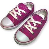Canvas Toddler Girl Shoes, Family Budget Friendly, Easy-to-Wear with Laces, Stylish Silver Star Design and Pinstripe Sole (Pink/Black/Red/White), Comfortable and Safe, Great Gift