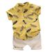 Short Sleeve Floral Feather Print shirt Tops+Shorts Costume Set(Baby Boys&Little Boys)