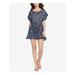 WILLIAM RAST Womens Navy Flutter Sleeves Floral Petal Sleeve Cowl Neck Above The Knee Fit + Flare Dress Size XS