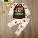Toddler Baby Girl Thanksgiving Turkey Autumn Clothes Long Sleeve T-shirt+Pants Outfit Set