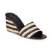 Kate Spade New York NATURAL/BLACK Linda Striped Wedge Sandals, US 5.5 M