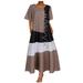 ClodeEU Women Plus Size Daily Short Sleeve Vintage Patchwork Bohemian O Neck Maxi Dress