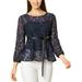 Allegra K Women's Elegant Long Sleeve Tank Top Lace Peplum Blouses