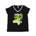 Inktastic I Wear Lime For My Granpa Lymphoma Awareness Adult Women's Plus Size V-Neck Female Ringer Black and White 3X