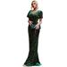 Ever-Pretty Women's Sexy V Neck Velvet Evening Dress with Contrast Sequin 00303 Dark Green US14