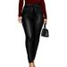 One Opening Women Pu Leather Leggings Skinny Trousers Look Bow Pencil Skinny Trousers