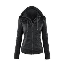 Women's imitation leather jacket short coat jacket motorcycle jacket OLRIK P005