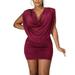 Womens Mini Dresses Sundresses Plain Bodycon Clubwear Sexy Sleeveless Wrap Casual