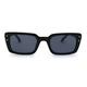 Womens Narrow Rectangular Dad Shade Hipster Sunglasses All Black