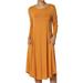 TheMogan Women's S~3X Long Sleeve Fit & Flare A-line Draped Jersey Midi Dress