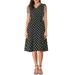 Allegra K Women's V-Neck Vintage Polka Dots Tie Waist Sleeveless Dress