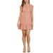 Allegra K Women's Ditsy Floral Ruffle Neck Cap Sleeve Button Down Mini Dress