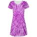 Purple Tie Dye Juniors V-Neck Beach Cover-Up Dress