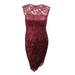 ADRIANNA PAPELL Womens Maroon Lace Sleeveless Illusion Neckline Short Sheath Party Dress Size 4