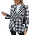 GMBEAUTY Womens Tweed Jackets 2020 Fashion Office Ladies Black Fringed Tweed Coats Autumn Vintage Thick Plaid Coats