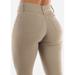 Womens Juniors Khaki High Rise Stretchy Skinny Pants - Casual Butt Lifting Levanta Cola High Waist Pants 10083R