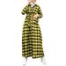 ZANZEA Women Vintage Kaftan Plaid Casual Dress loose Full Sleeve Maxi Long Holiday Shirt Dress