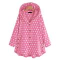 Jocestyle Women Polka Dot Long Sleeve Coat Hoody Plush Irregular Jacket (Pink 2XL)