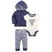 Touched by Nature Baby Boy or Girl Unisex Organic Hoodie Bodysuit & Pants, 2pc Outfit Set