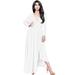 KOH KOH Long Sleeve Slit Fall Winter Evening Flowy V-Neck Tall Maxi Dress Gown