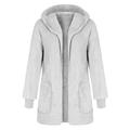 SUPERHOMUSE Women's Hooded Placket Jacket With Pocket Winter Fleece Fur Jacket Open Front Hooded Cardigan Coat Outwear Apricot 10XL Size