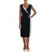 Lauren Ralph Lauren Womens Maribella Faux Wrap Colorblock Cocktail Dress