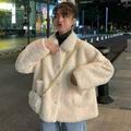 Elegant Faux Fur Coat Women Autumn Winter Warm Soft Button Fur Jacket Female Plush Overcoat Pocket Casual Teddy Outerwear