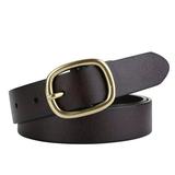 1111Fourone Women Belt Removable Strap Leather Firm Female Belt Elegant Leather Belt, Brown, 115cm