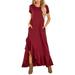 UKAP Women Beach Irregular Ruffled Maxi Dress Summer Casual Short Sleeve Long Dress Loose Baggy Lounge Wear Sundress Holiday Party Long Shirt Dress