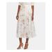 RALPH LAUREN Womens White Floral Tea-Length Peasant Skirt Size 10