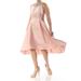 ADRIANNA PAPELL Womens Pink Beaded Sleeveless Jewel Neck Knee Length Fit + Flare Prom Dress Size: 12