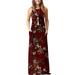 Women Summer Sleeveless Maxi Floral Long Sundress Strappy Wrap Summer Paisley Holiday Long Dress in Clothing For Women