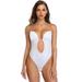 VASLANDA Women's Backless Body Shapewear Seamless Deep U Plunge Bodysuit Strap Bra V-Neck Bridal Low-Back Thong Shaper