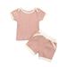 Canis Infant Baby Girl Boy Solid Color Shorts Set,Short Sleeve Shirt Tops+Shorts Outfit 2Pcs Summer Clothes