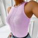 Summer Slim Vest New Sexy Short White Hollow Round Neckline Knit Solid Color Vest Female Purple XL