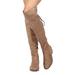 New Women Refresh Miles-02 Faux Suede Over The Knee Back Lace Riding Boot