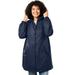 Woman Within Women's Plus Size Hooded Slicker Raincoat