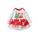 Frobukio Toddler Girls My First Christmas Romper Bodysuit Romper Lace Dress