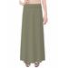 Women's Stretch Cotton Knit Panel Maxi A-Line Skirt