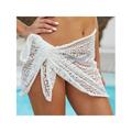 Womens Sexy Beach Cover up Short Sarong Hollow Skirt Cover Up Soild Color Swimwear Wrap Shell Beach Scarf Skirt