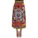 Red Carretto Print Brocade Crystal Skirt