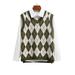 Listenwind Women Sleeveless Plaid Geometric Sweaters Vest Knitted Tops Pullover Outerwear Green