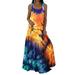 Womens Butterfly Printed Sleeveless Tank Vest Maxi Dress Holiday Sundress