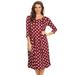 Womens Basic Solid Round Neck 3/4 Sleeves A-line Casual Midi Maxi Dress Made in USA